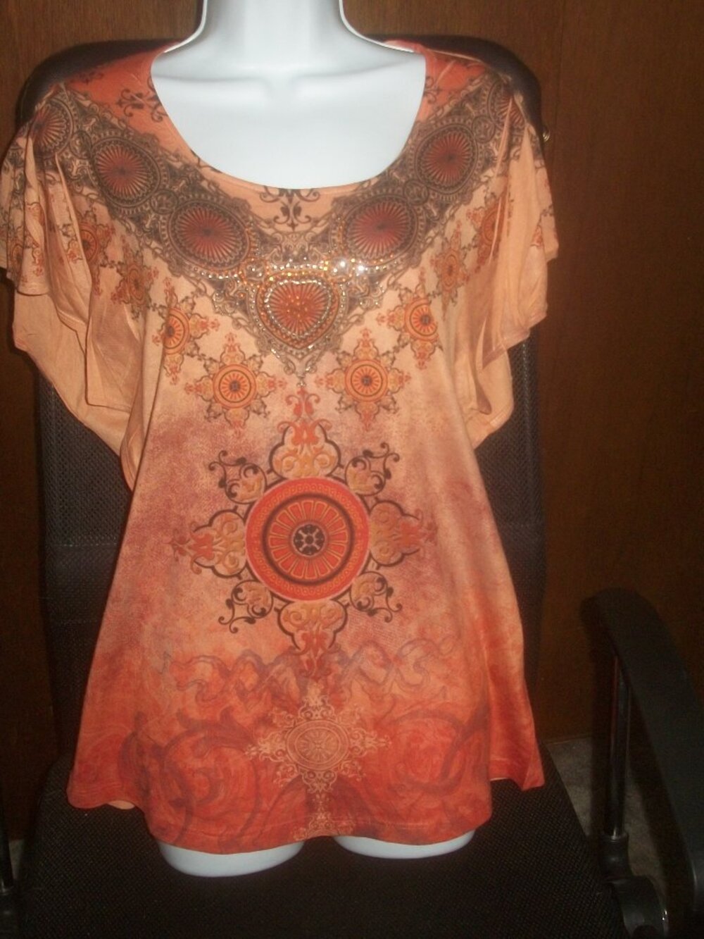 womens boho ombre embellished blouse.size small